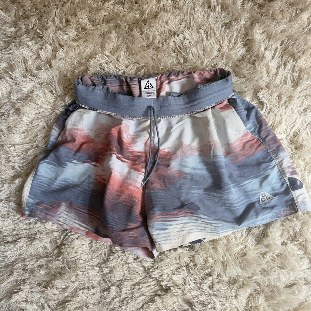 Nike ACG M Abstract Watercolor Trail Shorts Grey Blue Sunset Gorpcore Techwear